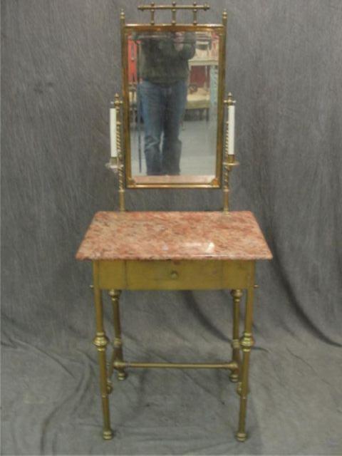 Victorian Brass Marbletop Vanity  bcb1a