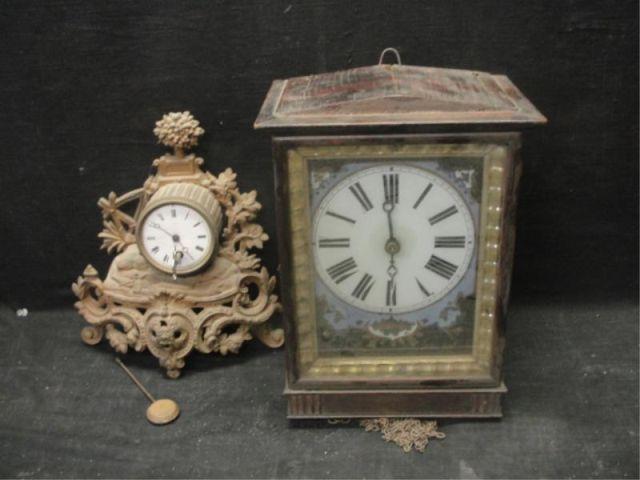 2 Clocks 1 gilt metal mantle clock  bcb20