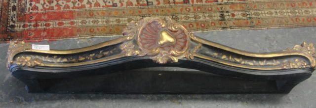 Italian Paint Decorated Wood Bed Crown.