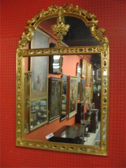 Giltwood Mirror with Ribbon Crown,