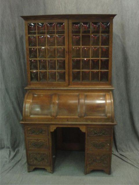 Victorian Oak Barrel Top Secretary bcb53