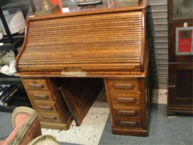 Oak Roll Top Desk. From a Bronxville