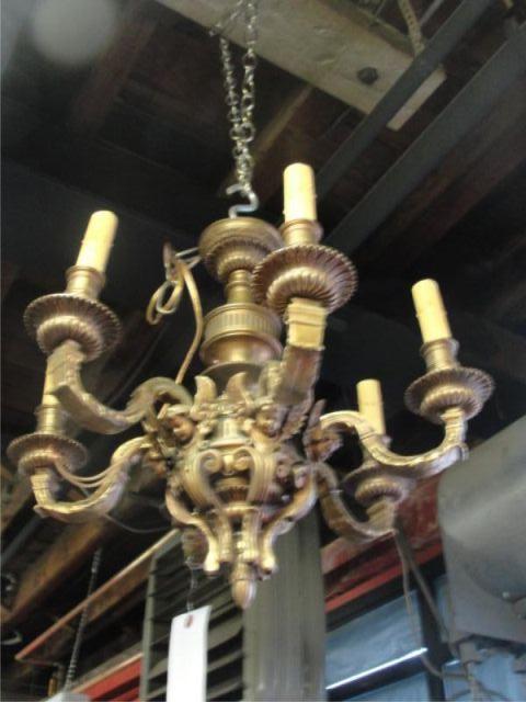 6 Arm Bronze Chandelier with Winged