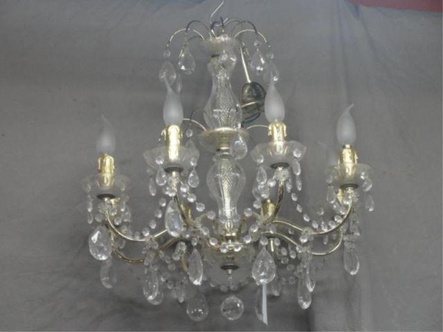 Cut Crystal and Gilt Metal Chandelier.