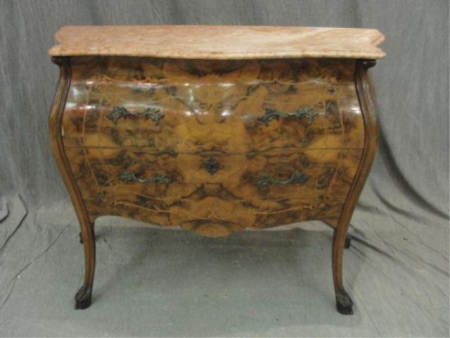 Louis XV Style Burl Bombe Marbletop bcb74