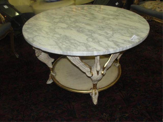 Marbletop Coffee Table with Carved