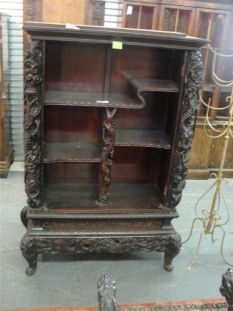 Asian Highly Carved Etagere Vitrine  bcb7c