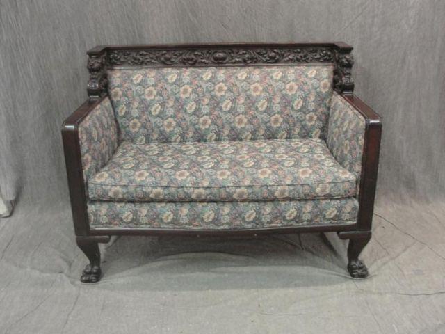 Carved & Clawfoot Loveseat. Possibly