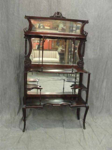 Victorian Mirrored Back Etagere.