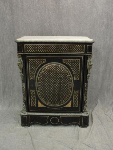 1 Door Boulle Style Marbletop Cabinet  bc7b6