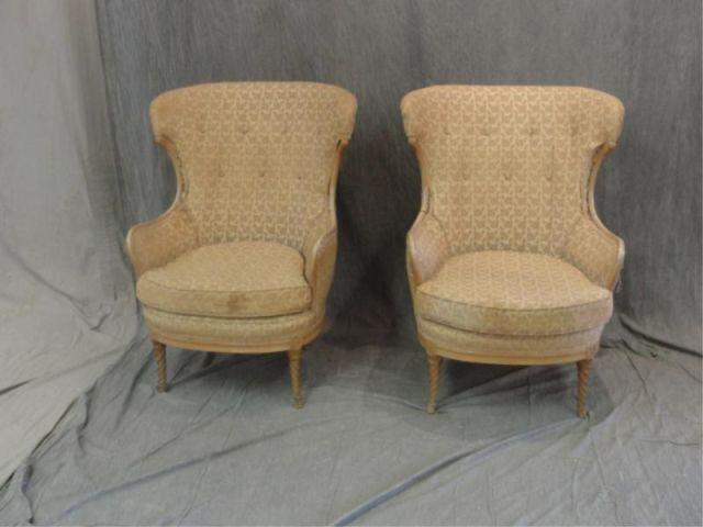 Pair of Upholstered Wing Back Chairs.