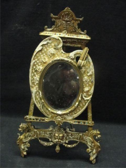 Bronze Easel Form Vanity Mirror.