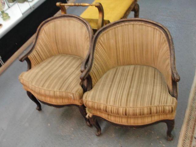 Pair of Upholstered Art Deco Club Chairs.