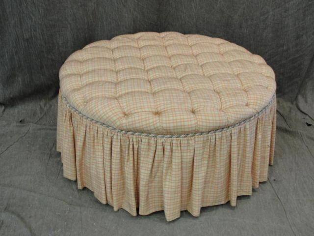 Upholstered and Tufted Round Ottoman  bc865