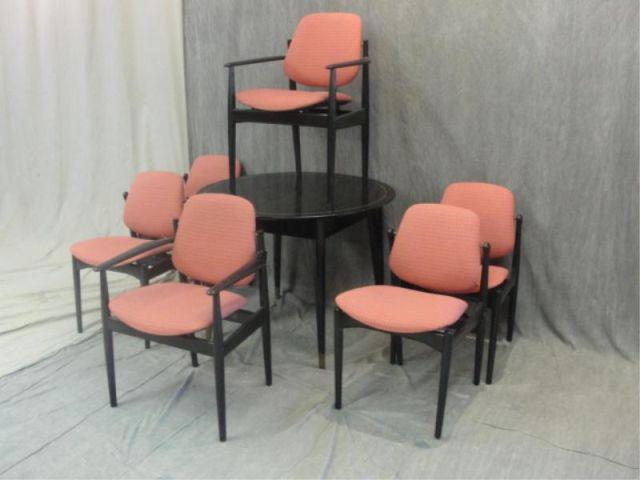 Midcentury Black Lacquer Dining Set.