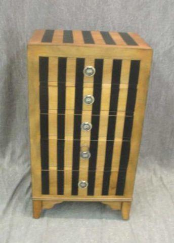 Decorative 5 Drawer Striped Chest From