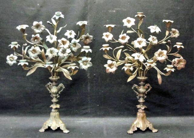 Pair of Floral Form Gilt Metal bc874