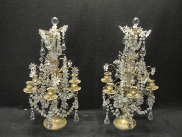 Pair of Gilt Metal Crystal Girondelles  bcb91