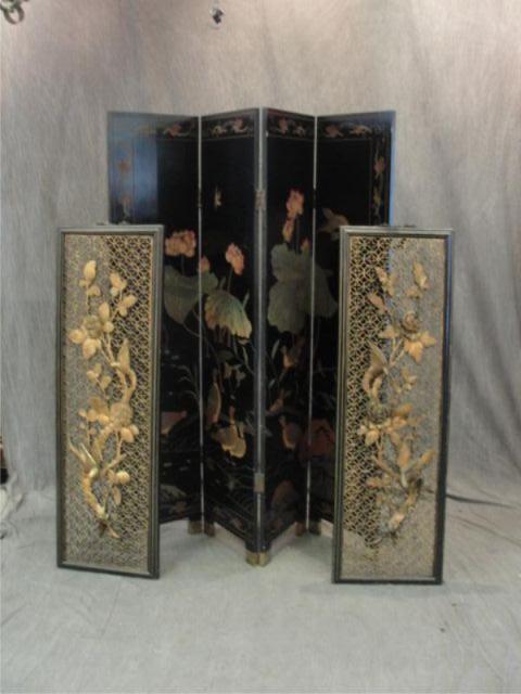2 Asian Carved Lacquer and Gilt bcba3