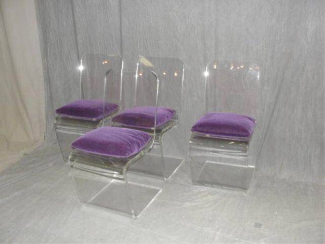4 Midcentury Lucite Chairs. From