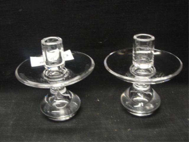 STEUBEN. Pair of Candlesticks. From