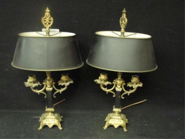 Pair of Victorian Gilt Metal Lamps bcbfc