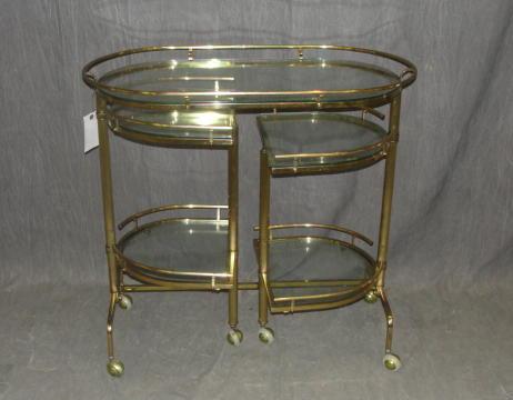 Brass Fold Out Tea Cart. From a Long