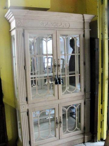 Faux Finished Cabinet with Glass bcc11