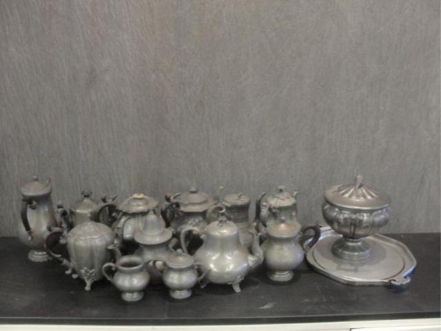 Large Lot of Pewter Including Teapots  bcc23