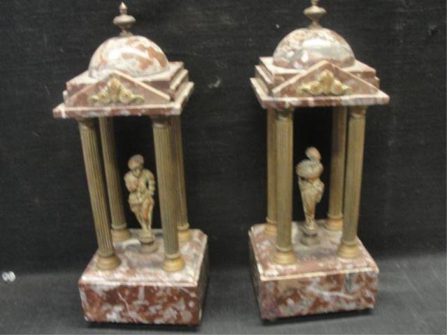 Pair of Marble & Gilt Metal Garnitures.