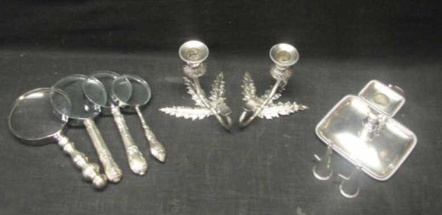 Lot of Silverplate Items. Pair of leaf-form