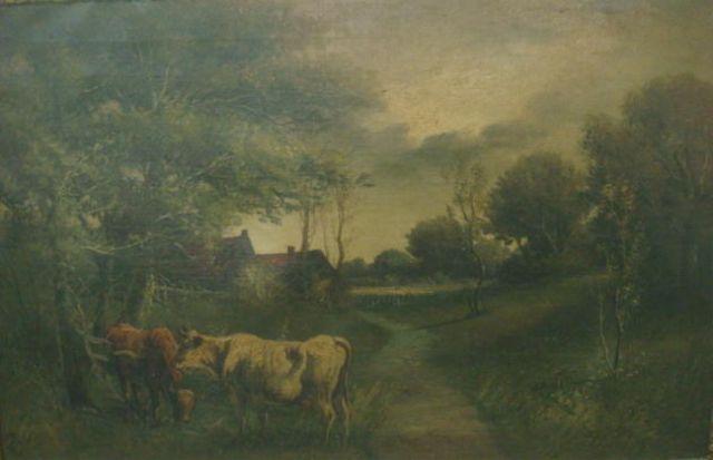DURANT Oil on Canvas of Cows  bcc6a