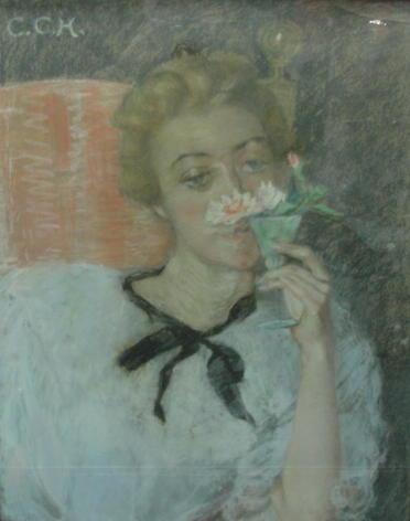 C.C.H.  Pastel of a Woman with