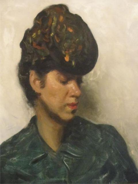 UNSIGNED Oil on Canvas Portrait bd1c3