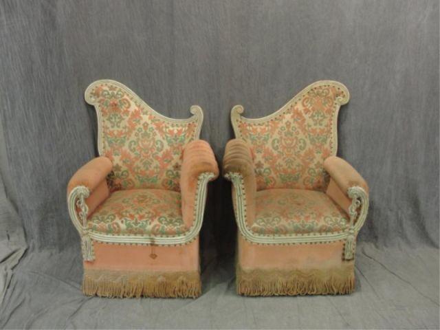 Pair of Upholstered Scroll Back bd21b