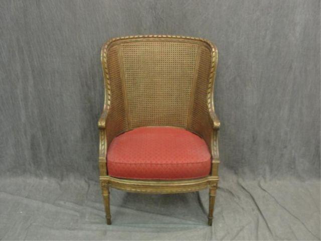 Louis XVI Style High Back Caned Chair.