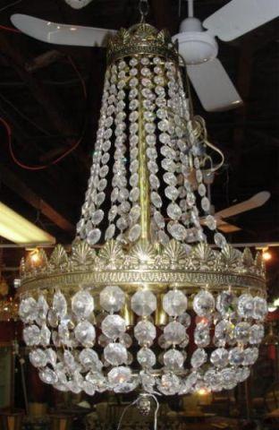 Gilt Metal and Crystal Beaded Chandelier  bd23a