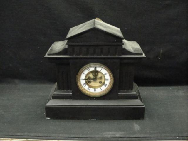 Victorian Black Marble Mantel Clock.