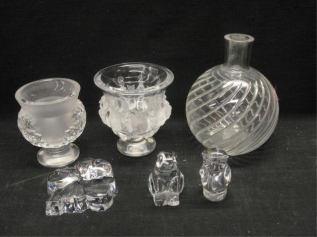 Six Pieces of Crystal. Two Lalique bowls,