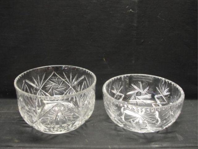 2 Large Cut Glass Center Bowls  bd26a