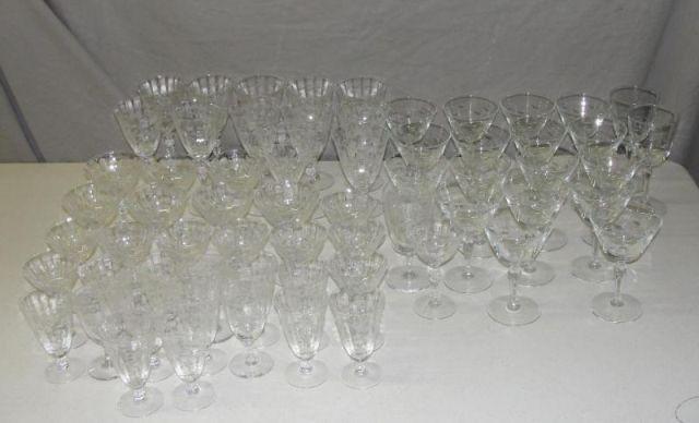Art Deco Etched Stemware. From