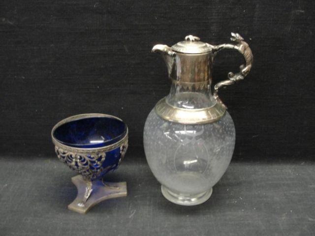 Silver? and Crystal Jug together with