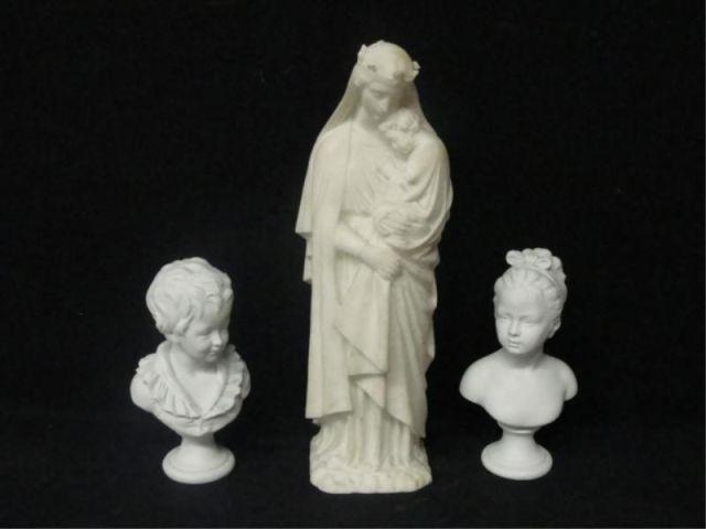 3 Sculptures. Including a  marble