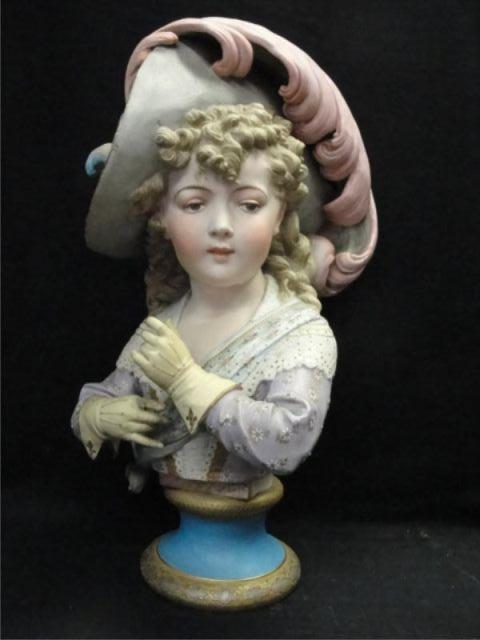 Porcelain Bust of a Young Girl Wearing