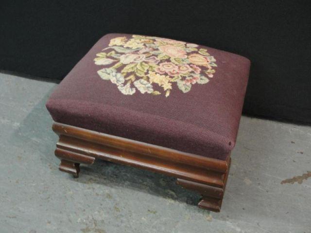 Empire Needlepoint Foot Stool. From