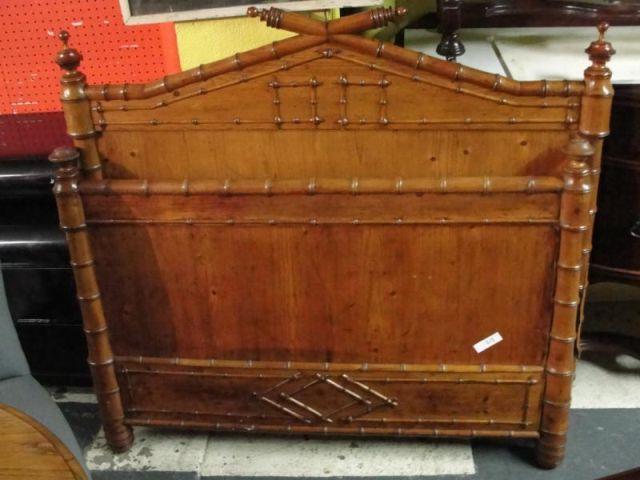 Victorian Bamboo and Pine Bedstead  bd2d8