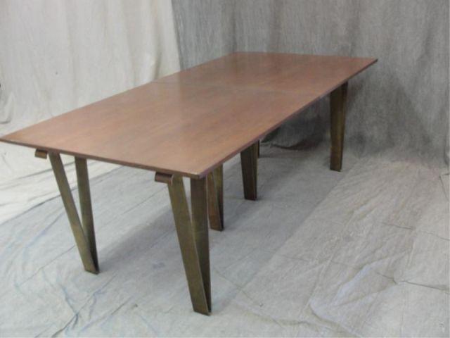 Midcentury Wood and Brass Legged bd2ed