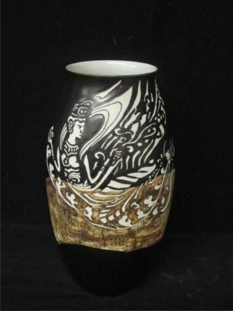 Midcentury Porcelain Vase. Signed