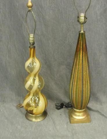 Two Midcentury Glass Lamps From bd313