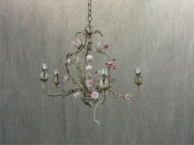 5 Arm Floral Form Chandelier with White